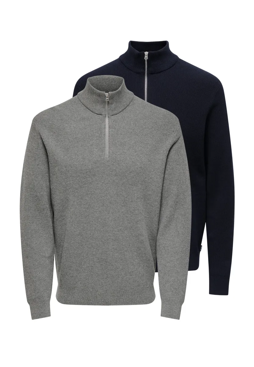 2ER PACK   - Strickpullover - grau   dunkelblau