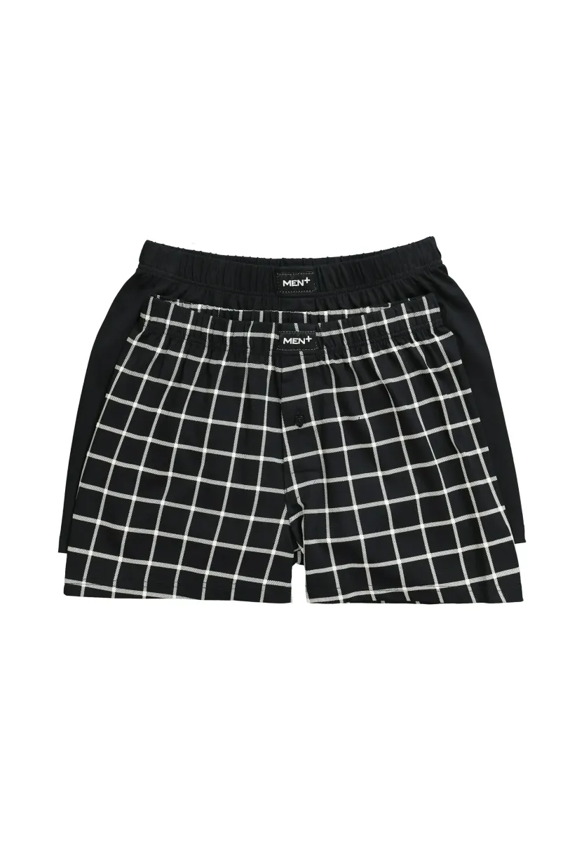 2ER-PACK UNI KARO - Boxershorts - black
