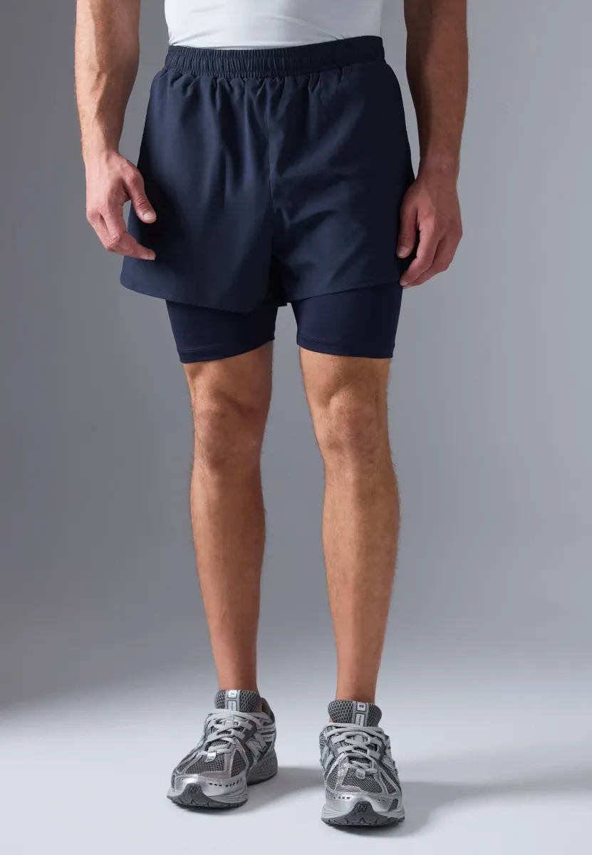 2IN1 RUNNING SHORTS WITH UNDERLAYER - Kurze Sporthose - dark blue