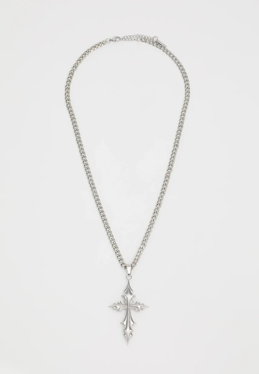 3 LAYER CROSS CHAIN UNISEX - Halskette - silver-coloured