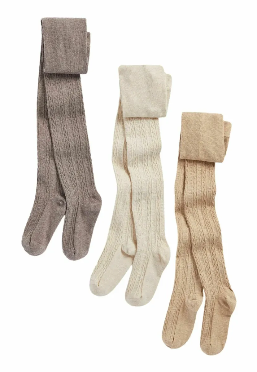 3 PACK CABLE - Strumpfhose - oatmeal cream brown