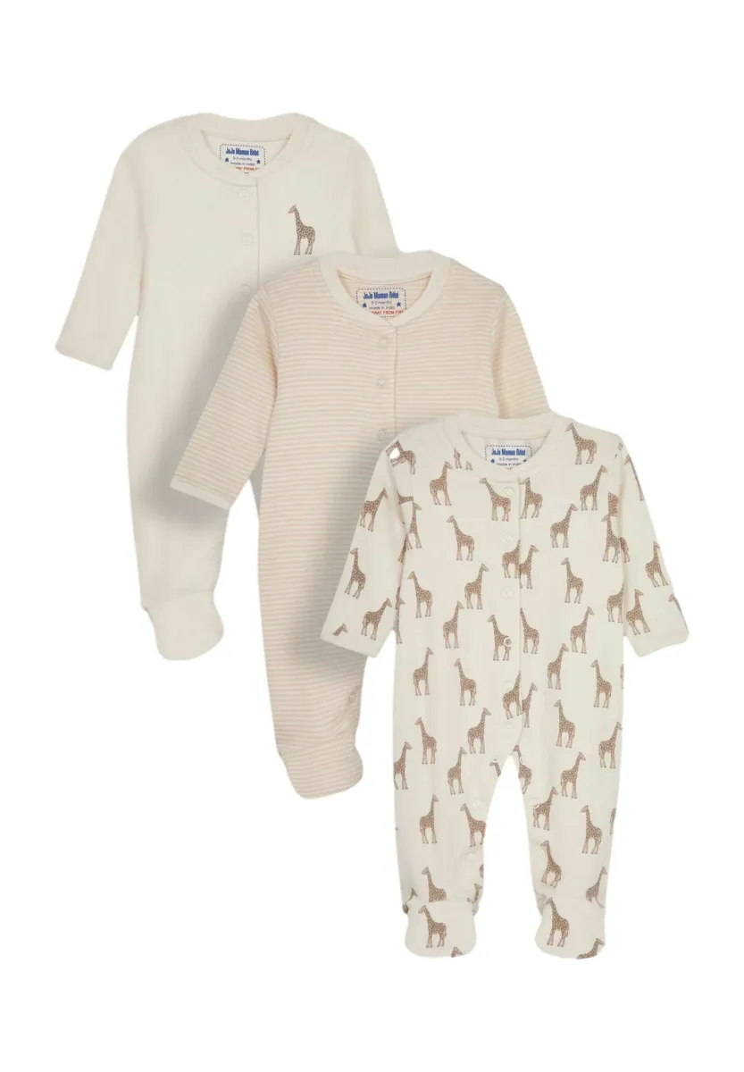3-PACK REGULAR FIT - Strampler - cream giraffe