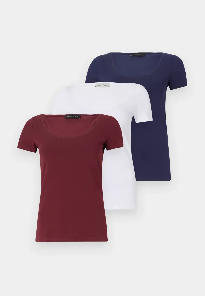 3 PACK - T-Shirt basic - dark red/dark blue/white