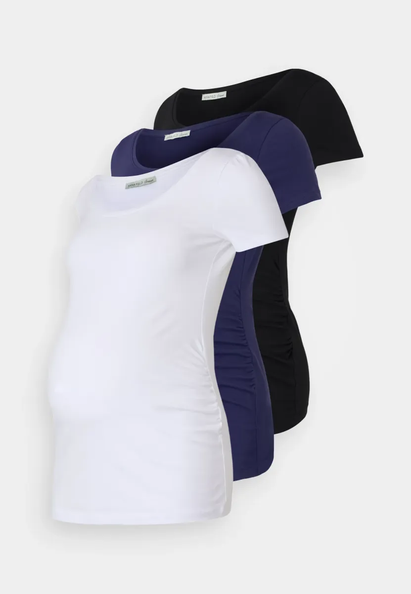 3 PACK - T-Shirt basic - white/dark blue/black