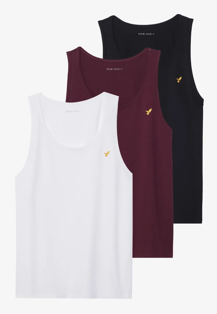 3 PACK - Top - black/white/bordeaux
