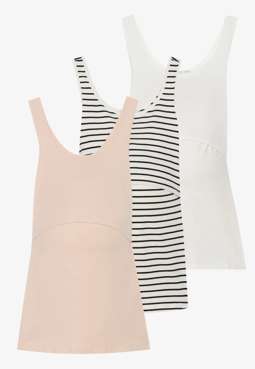 3 PACK - Top - black/white/cameo rose/egret