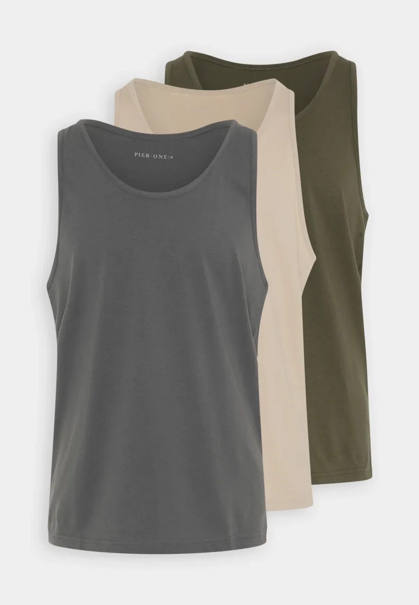 3 PACK - Top - olive/off-white/stone