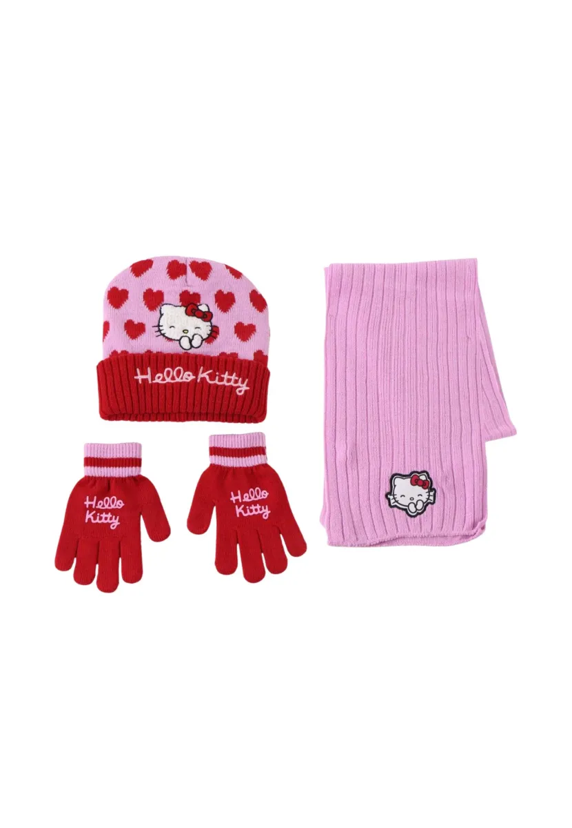 3-TEILIGES HELLO KITTY-SET - Schal - red