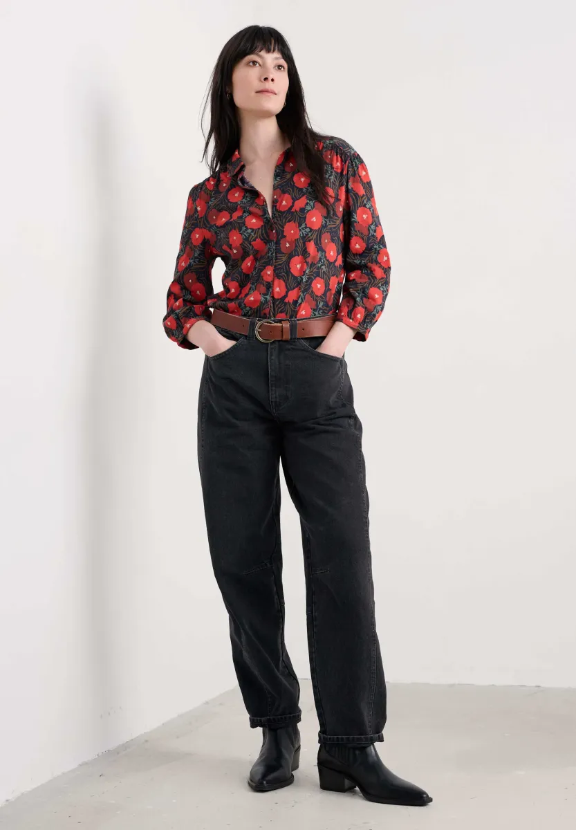 3/4 - Hemdbluse - navy - grass meadow maritime