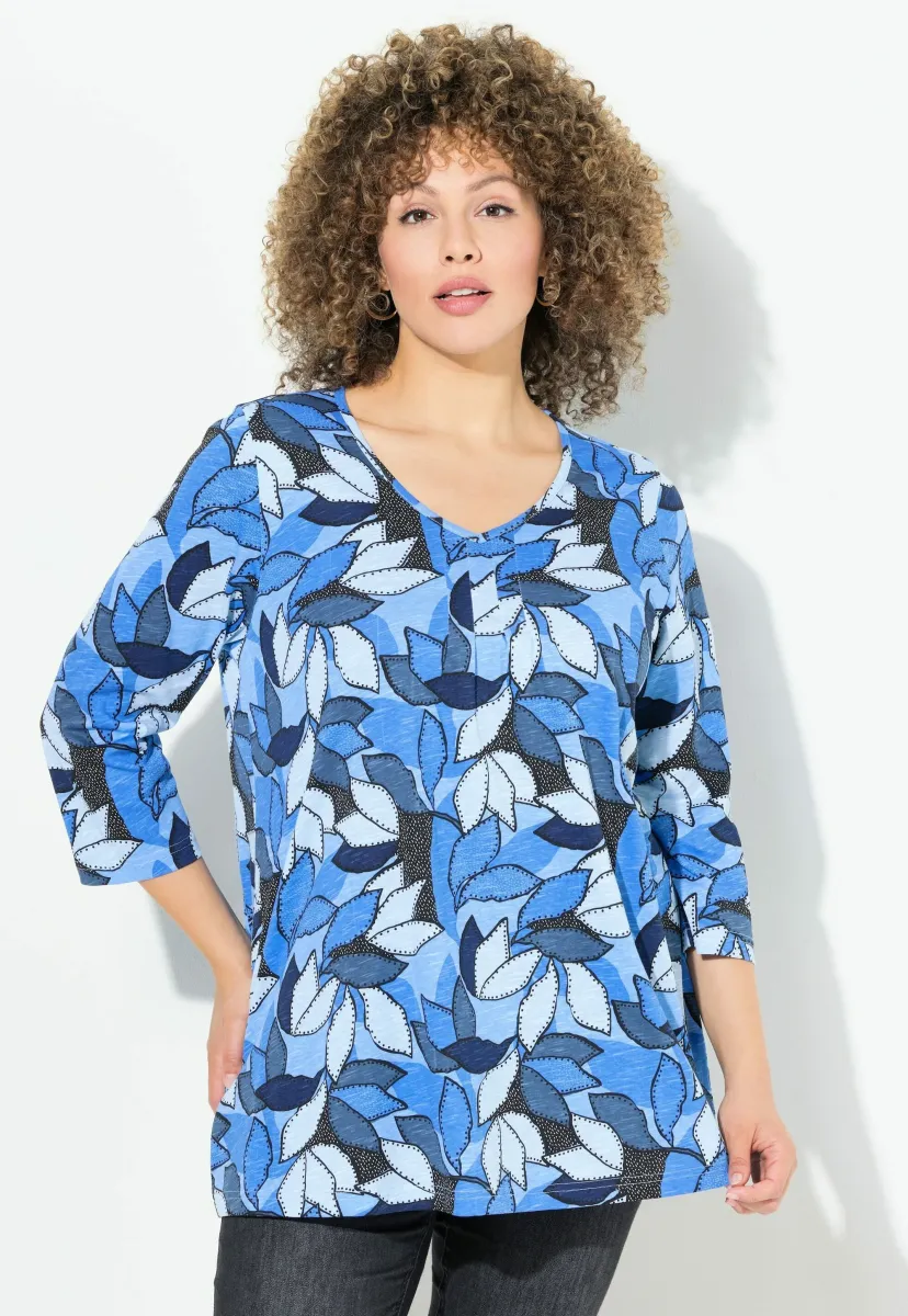 3/4 SLEEVE V-NECK LEAF - Langarmshirt - soft light blue