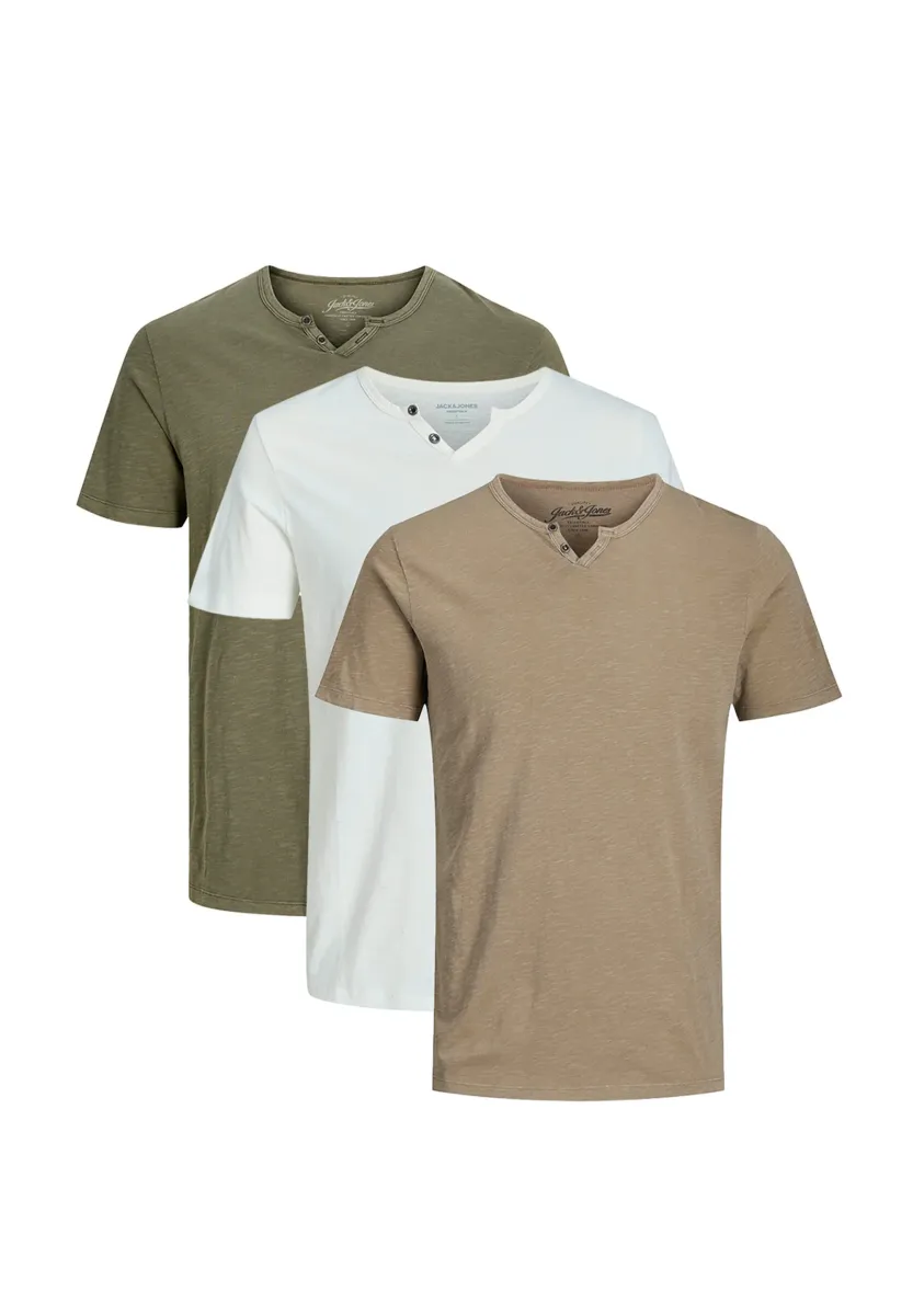 3ER PACK SPLIT - T-Shirt basic - weiß beige grün