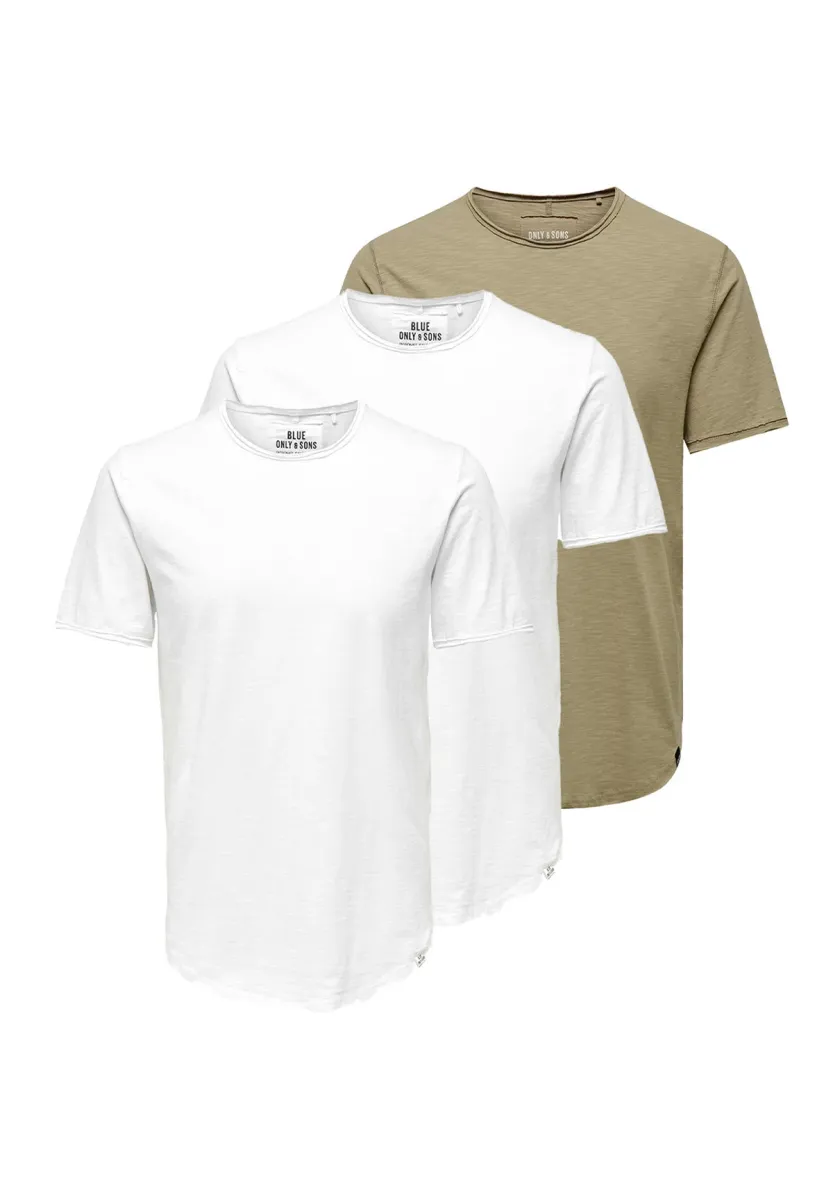 3ER PACK - T-Shirt basic - weiß   weiß   beige