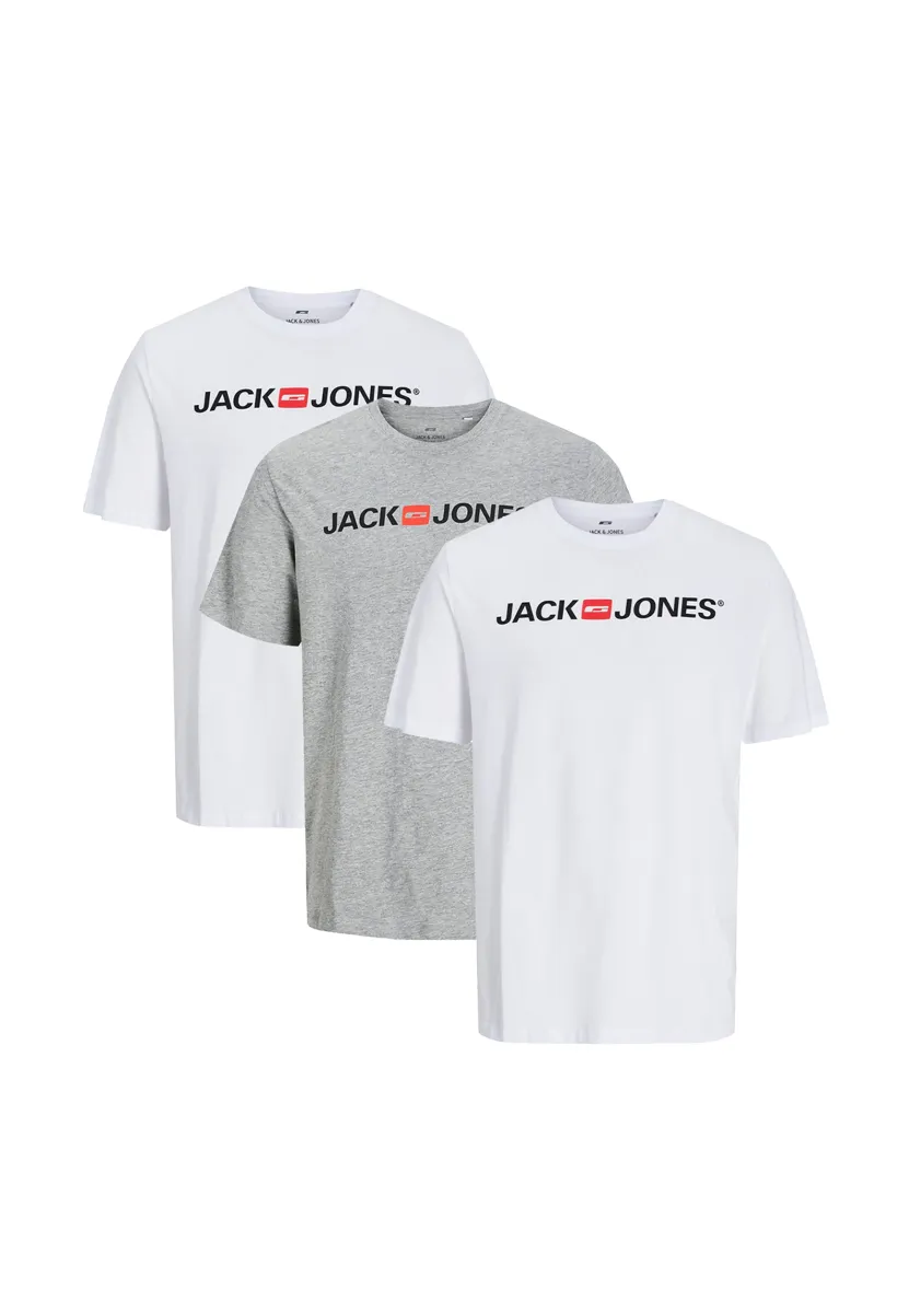 3ER PACK  - T-Shirt print - weiß   grau