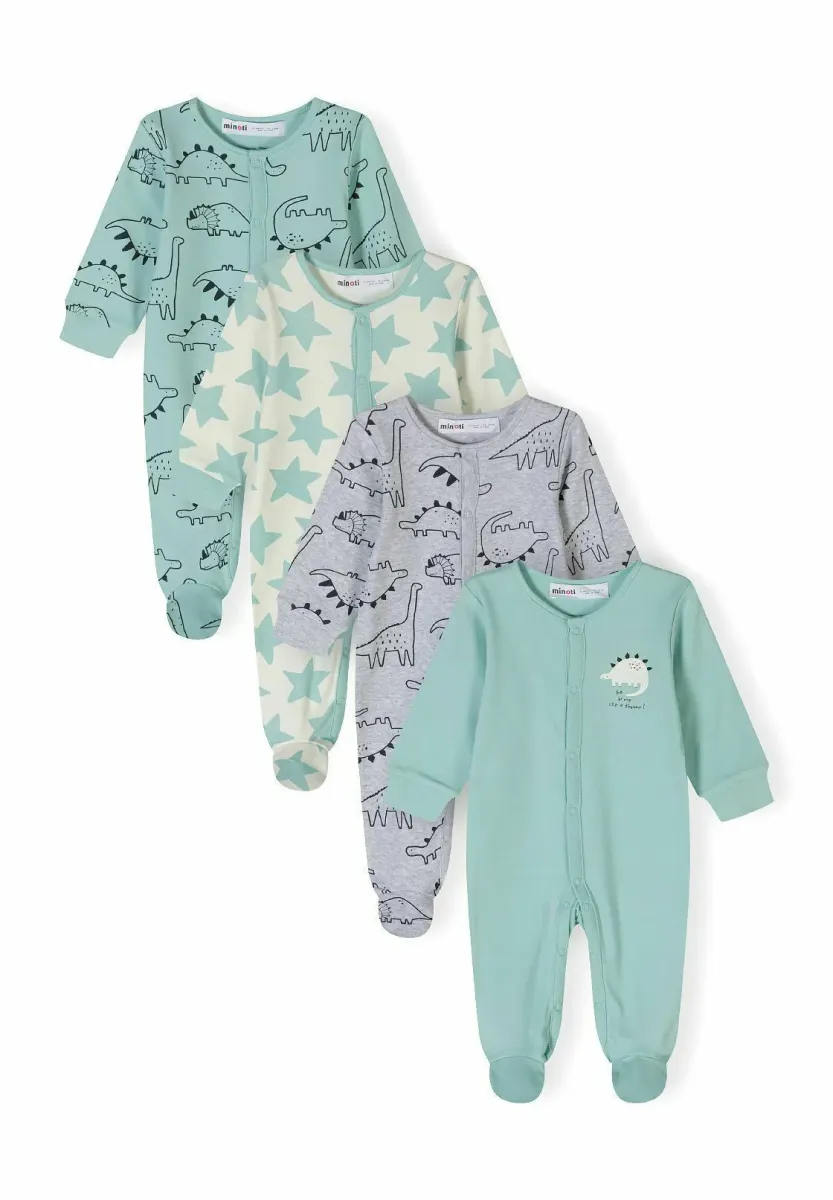 4 PACK LONG SLEEVE - Strampler - mint mottled grey