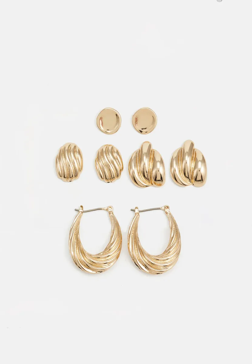 4 PACK - Ohrringe - gold-coloured