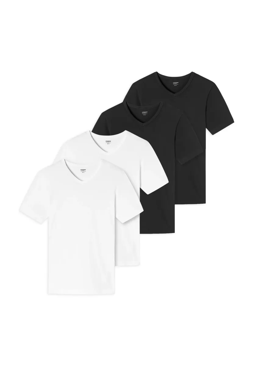 4ER PACK V AUSSCHNITT - T-Shirt basic - schwarz weiß