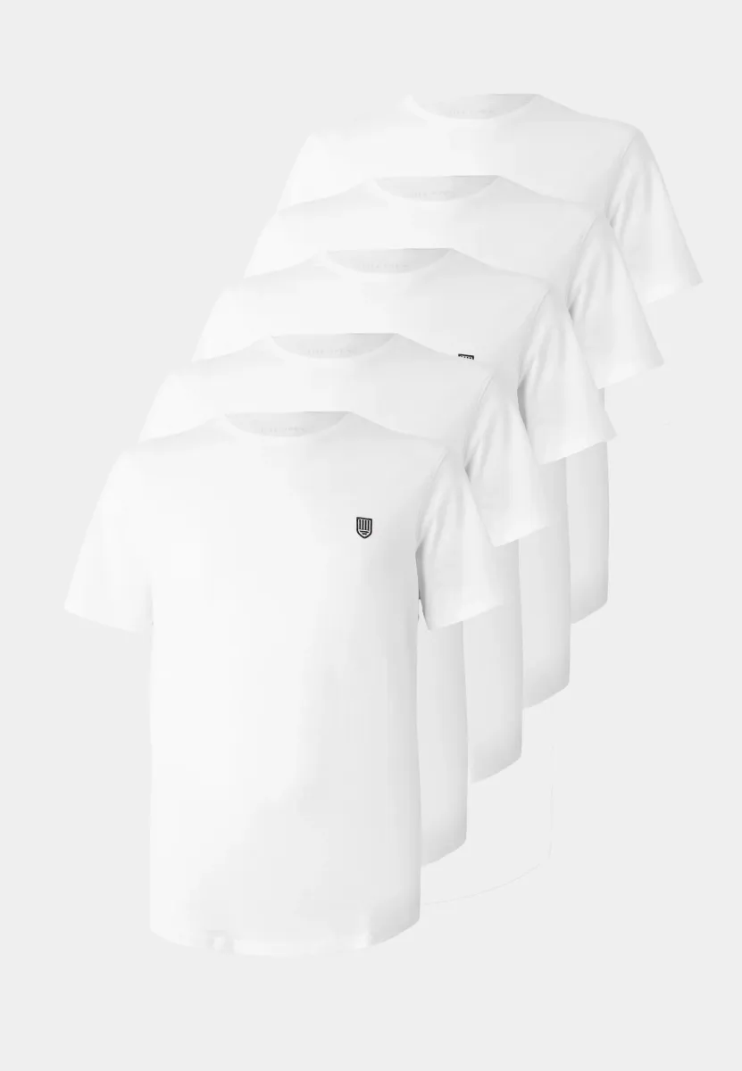 5 PACK BASIC CURVED HEM - T-Shirt basic - bright white