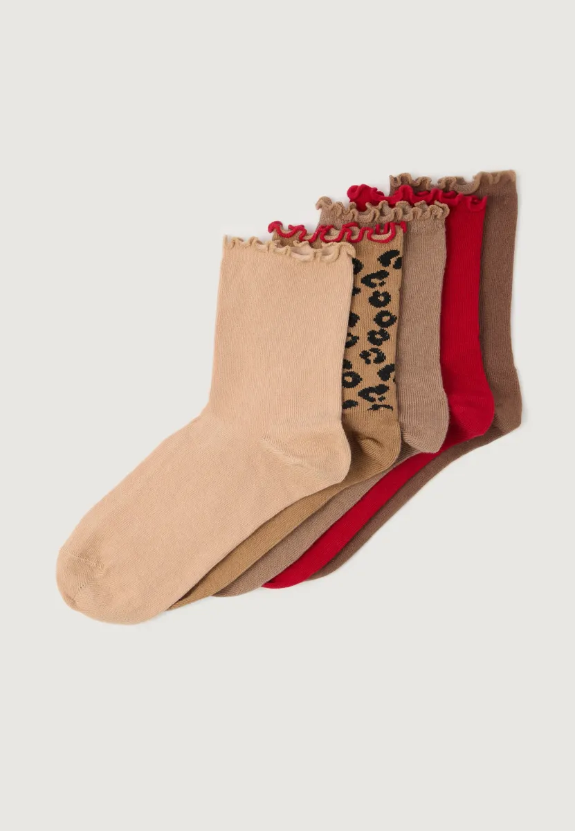 5 PACK - Socken - brown/red/black