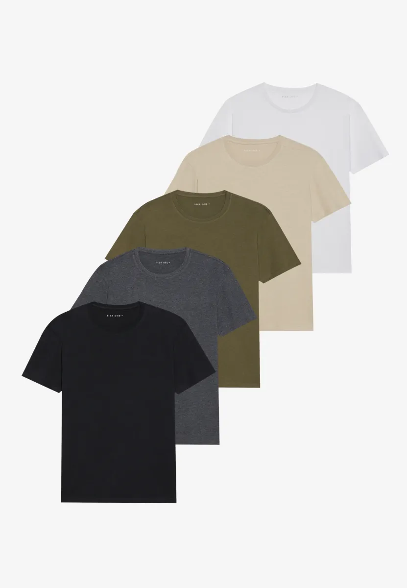5 PACK - T-Shirt basic - white/dark grey/black
