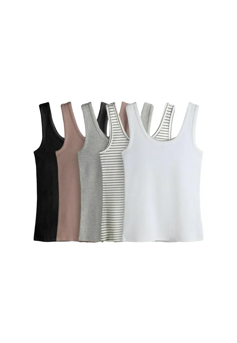 5 PACK - Top - black white grey marl dusty pink stripe