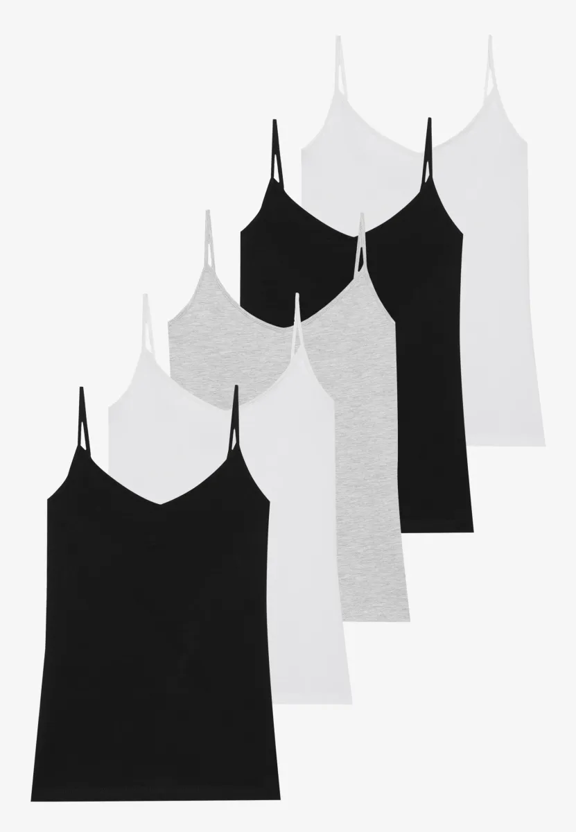 5 PACK - Top - black/white/mottled grey