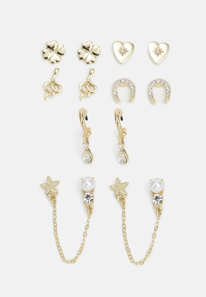 6 PACK - Ohrringe - gold-coloured