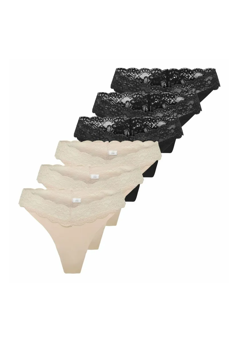 6 PACK - String - schwarz/beige