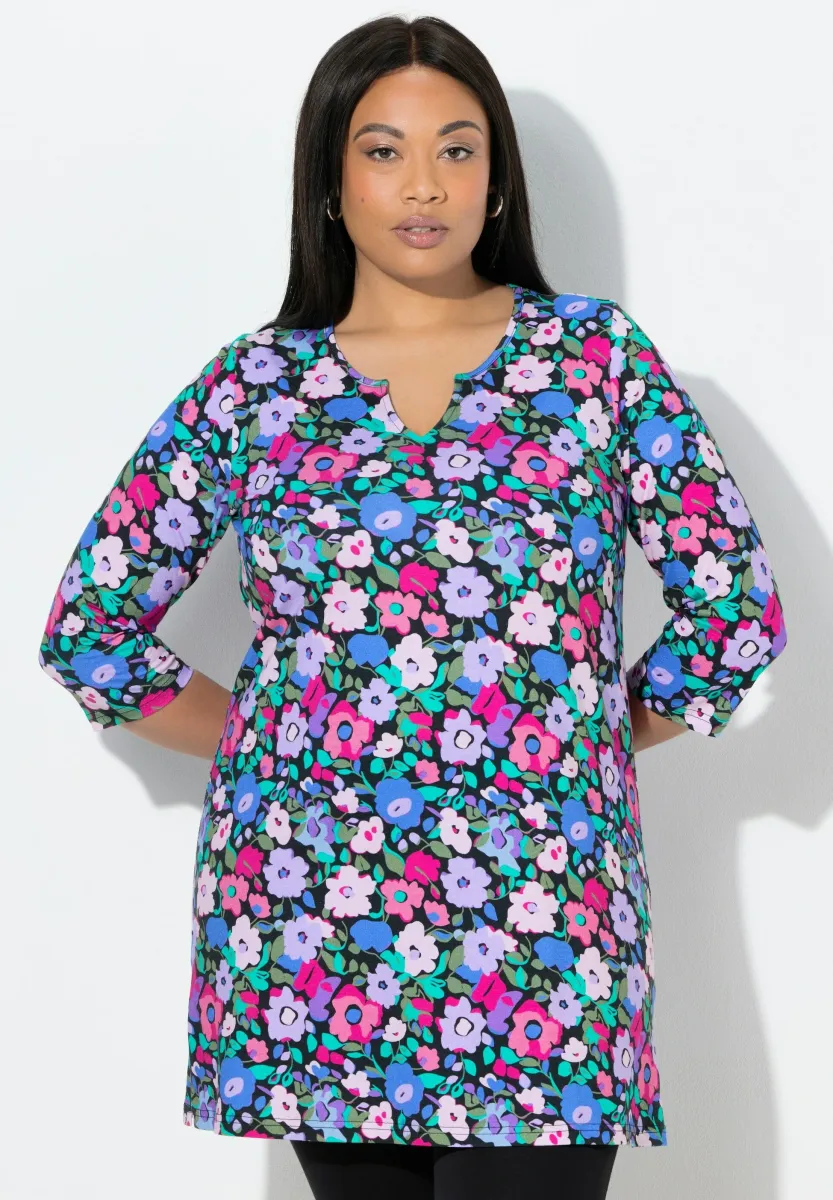 A-LINIE - AUSSCHNITT 3/4 - Langarmshirt - black