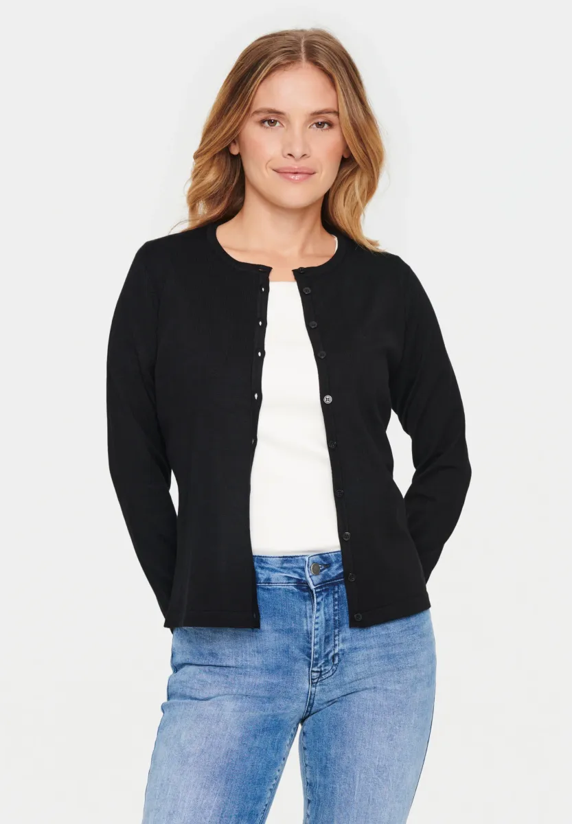 A8661, MILASZ R-NECK  - Strickjacke - black