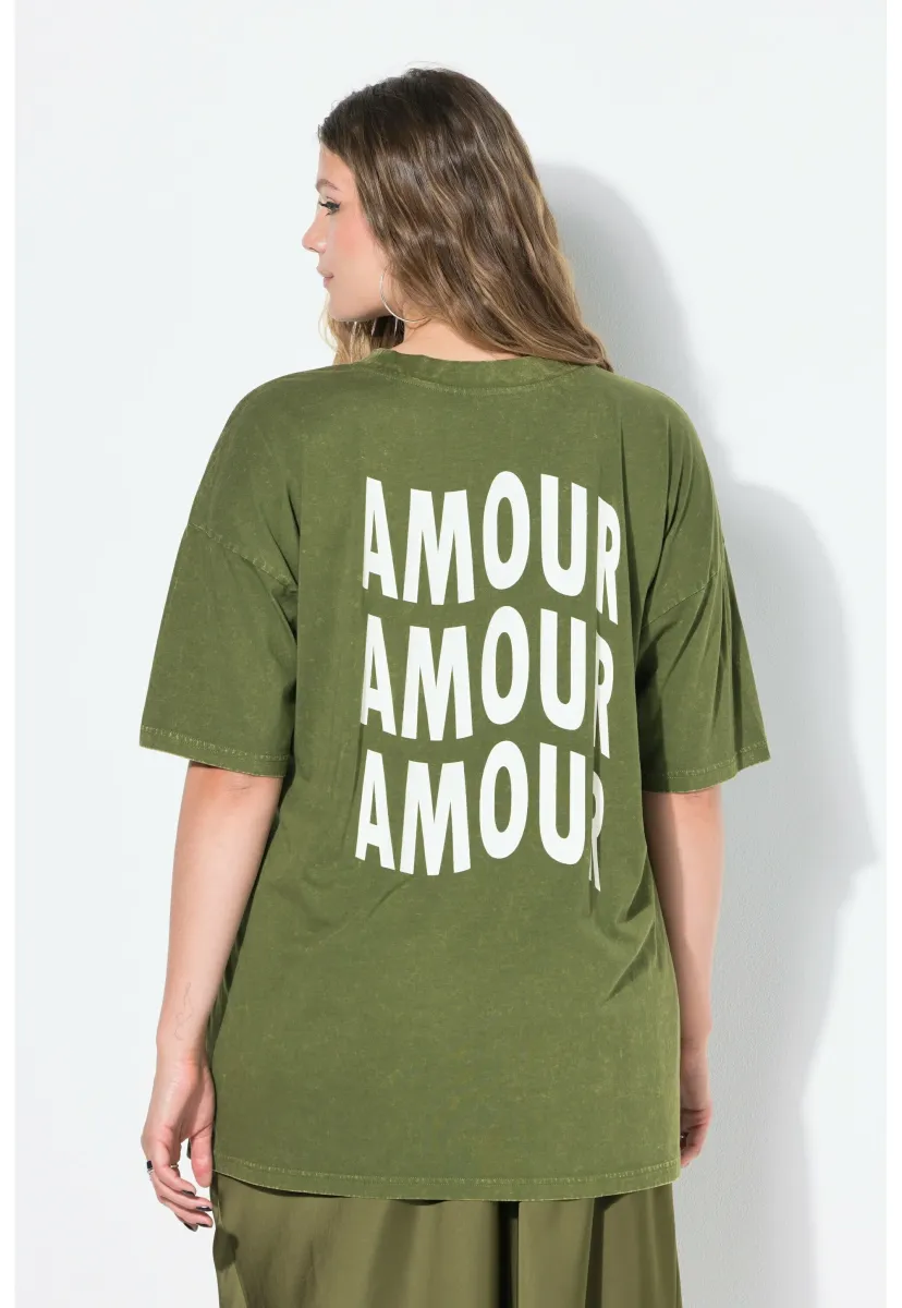 ACID WASHED AMOUR RÜCKEN - T-Shirt print - palm green