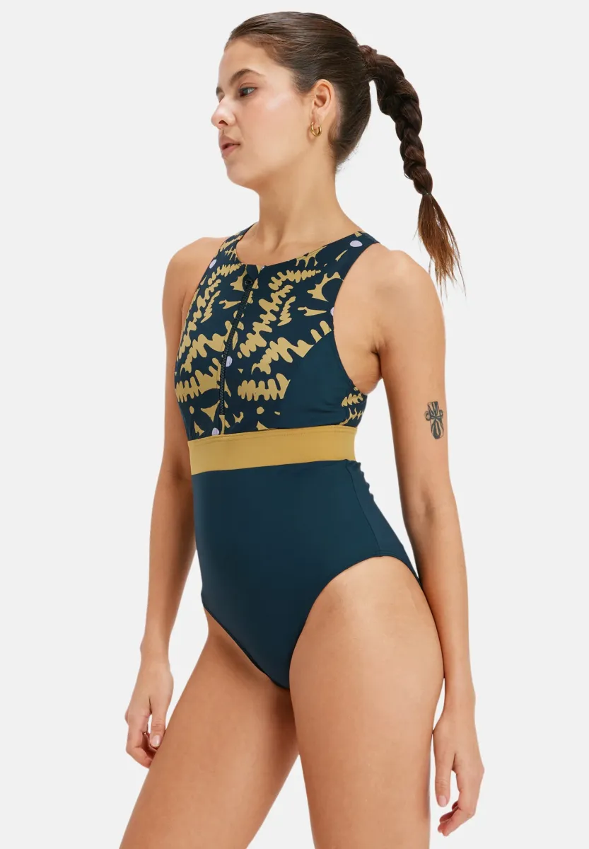 ACTIVE HIGH PERF - Badeanzug - anthracite big flowers