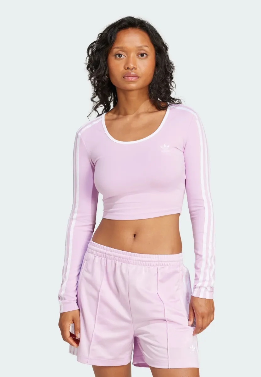 ADICOLOR 3-STRIPES LONG SLEEVE CROP LONG-SLEEVE - Langarmshirt - light orchid