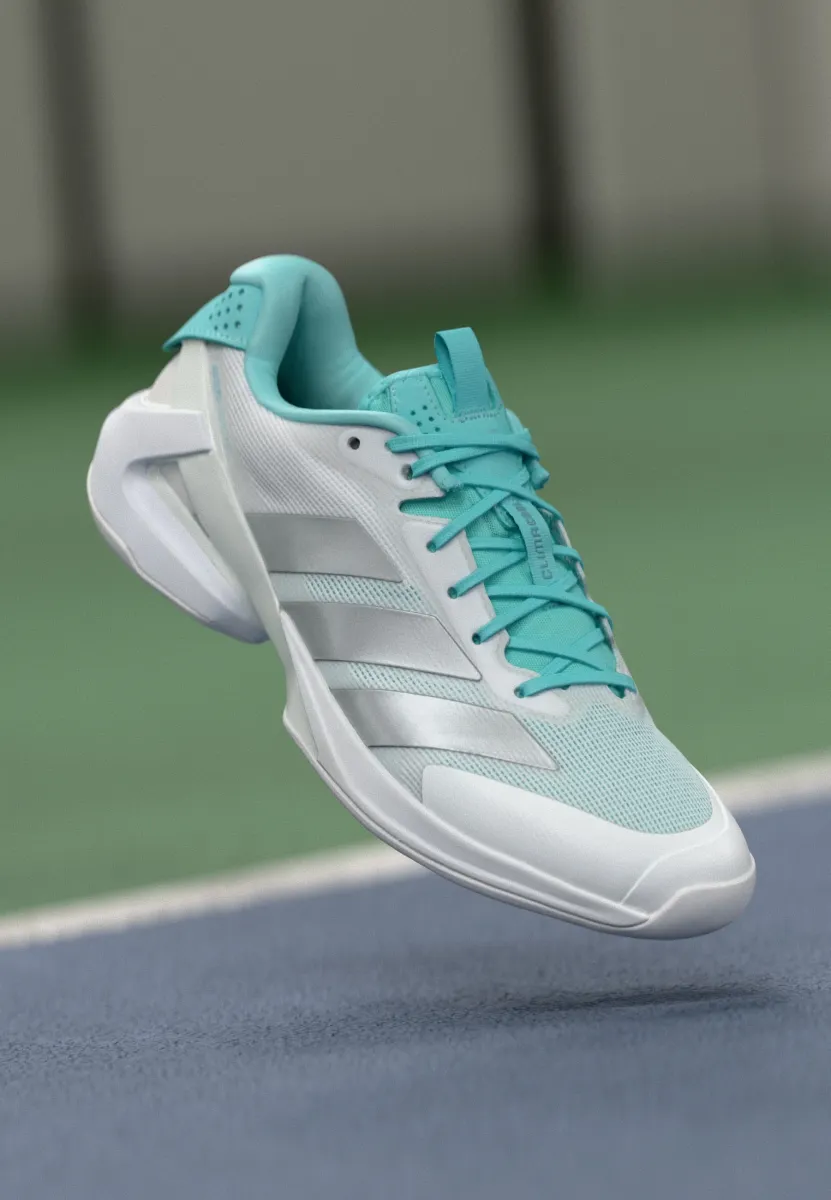 ADIZERO UBERSONIC 5 - Multicourt Tennisschuh - footwear white/silver-coloured metallic/mint ton