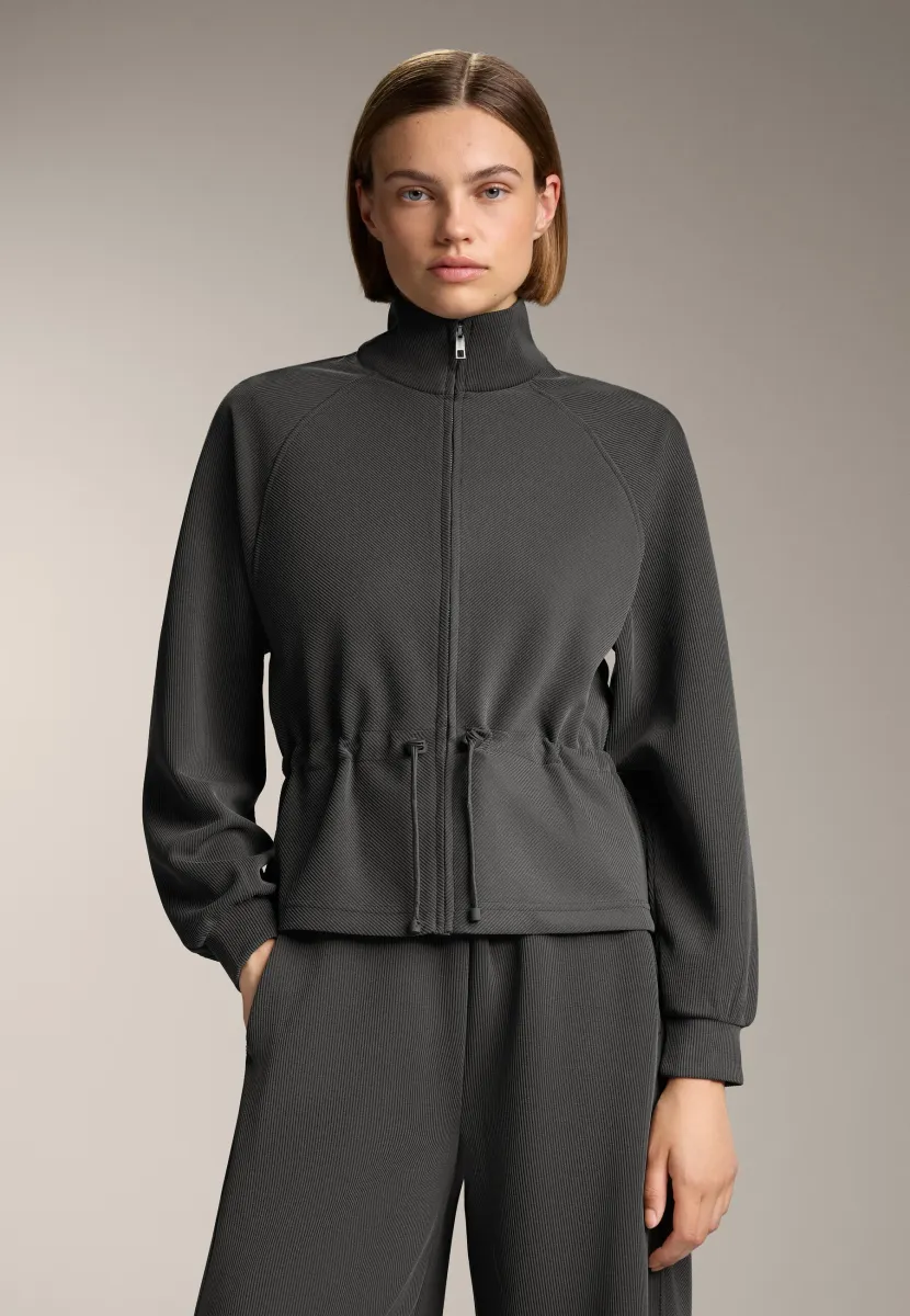 ADJUSTABLE WAIST JACKET WITH SOFT TOUCH - Strickjacke - grey