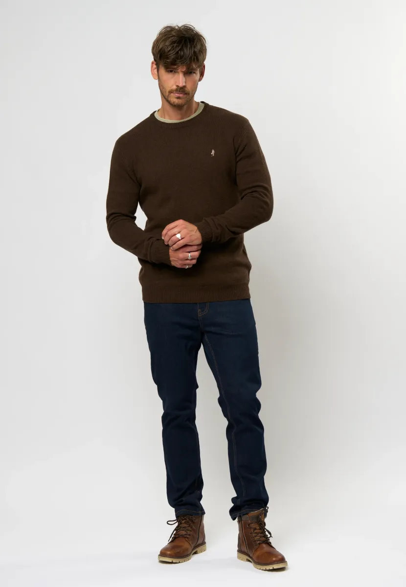 ADRIAN - Strickpullover - dark brown melange