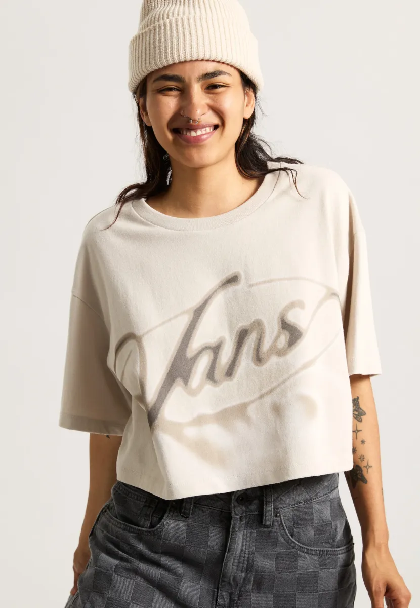 AFITERBURN RELAXED CROP - T-Shirt print - light grey