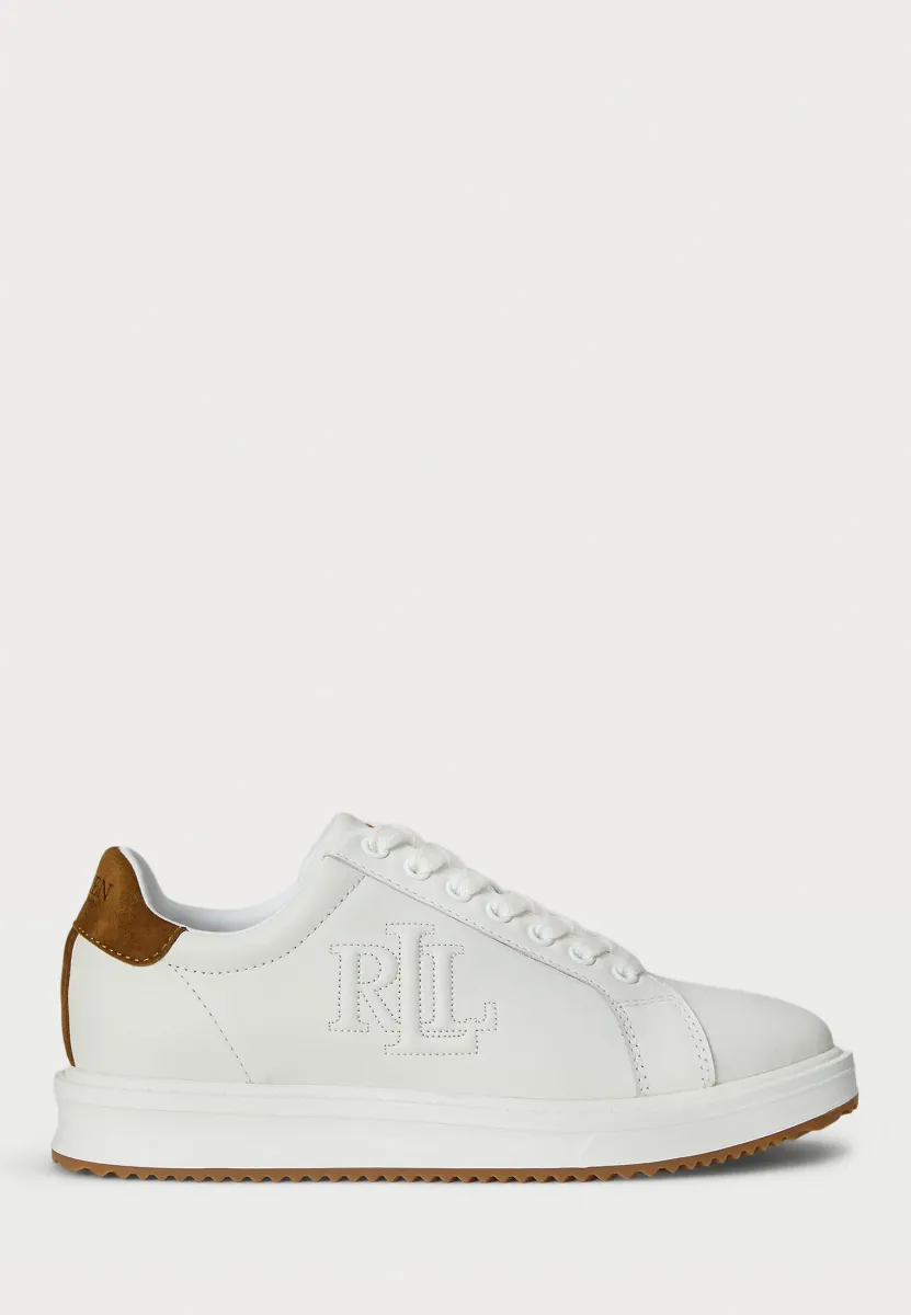 AINSLEY TWO-TONE LEATHER & SUEDE SNEAKER - Sneaker low - snow white/tan