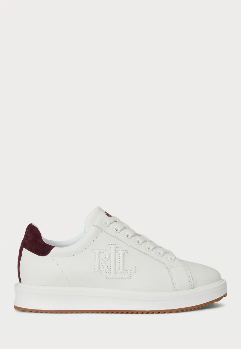 AINSLEY TWO-TONE LEATHER & SUEDE SNEAKER - Sneaker low - snow white/dark garnet