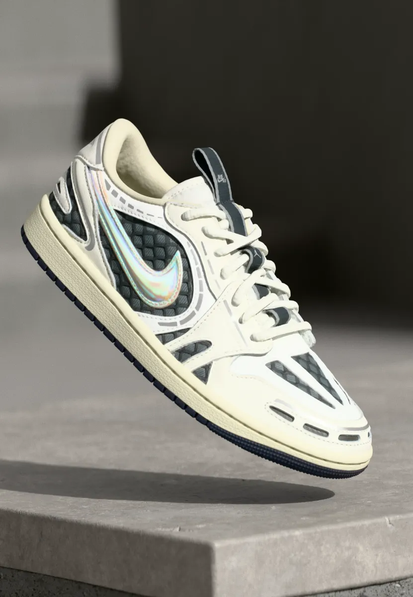 AIR JORDAN 1 - Sneaker low - sail/metallic silver-coloured/coconut milk/anthracite/smoke grey