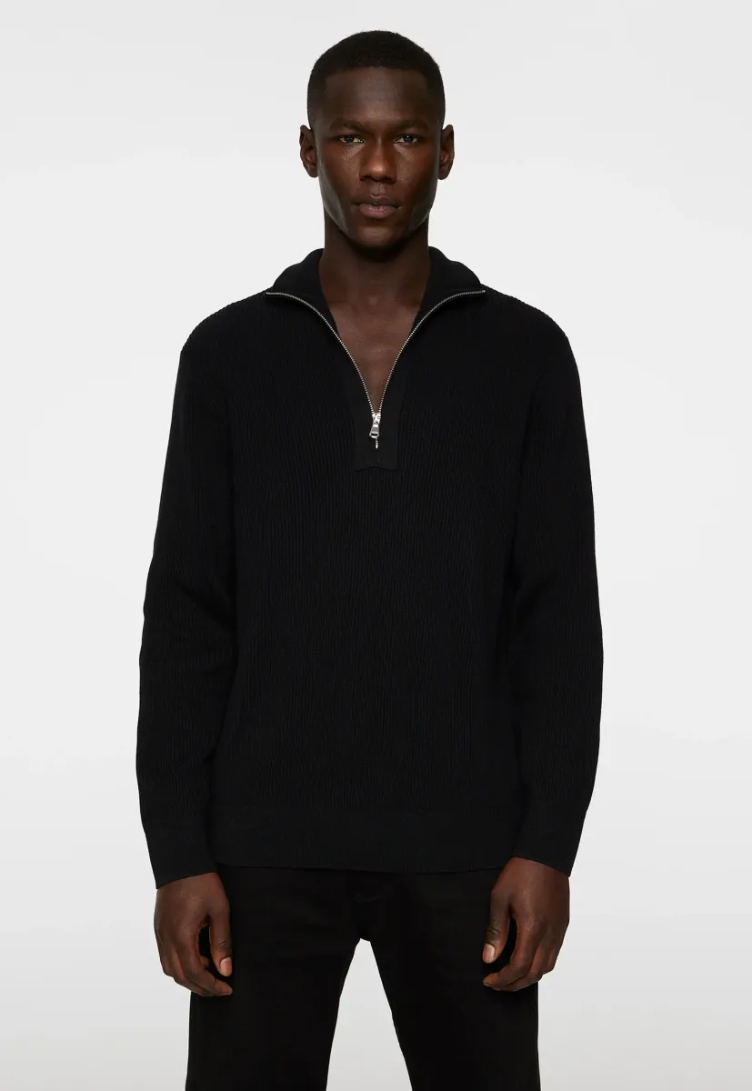 ALEX HALF ZIP - Strickpullover - black
