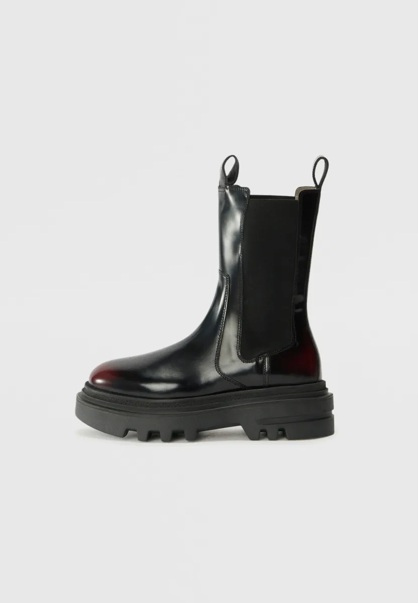 ALEX  - Stiefel - black/truffle red