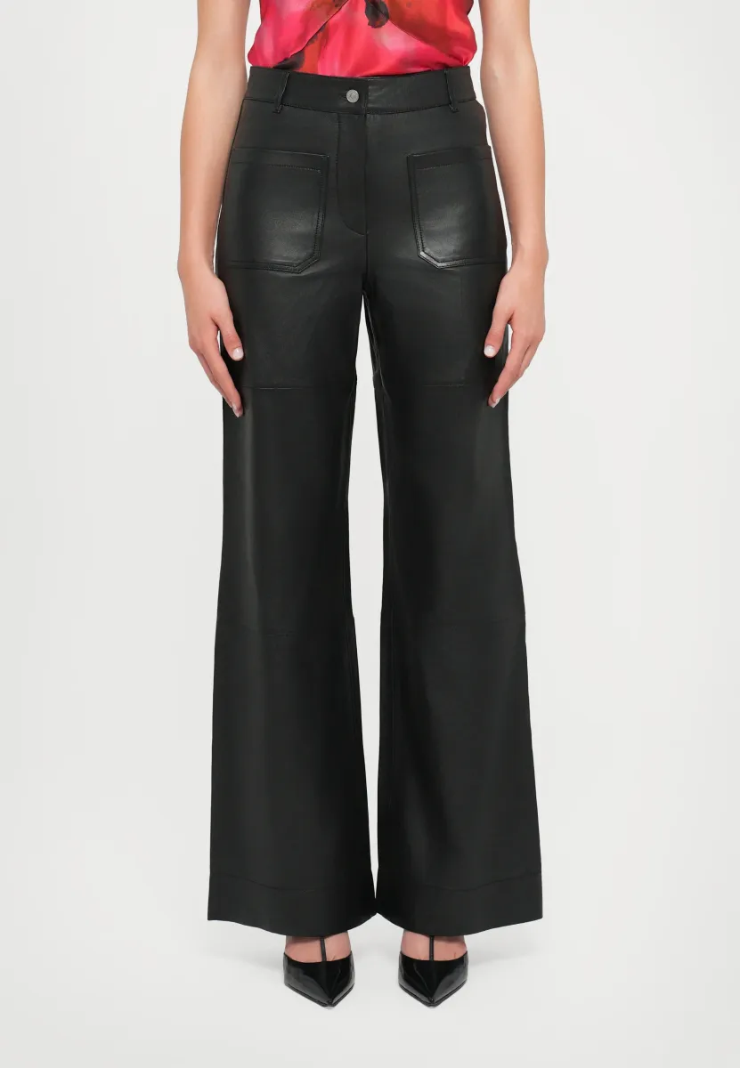 ALINA TROUSER - Lederhose - black