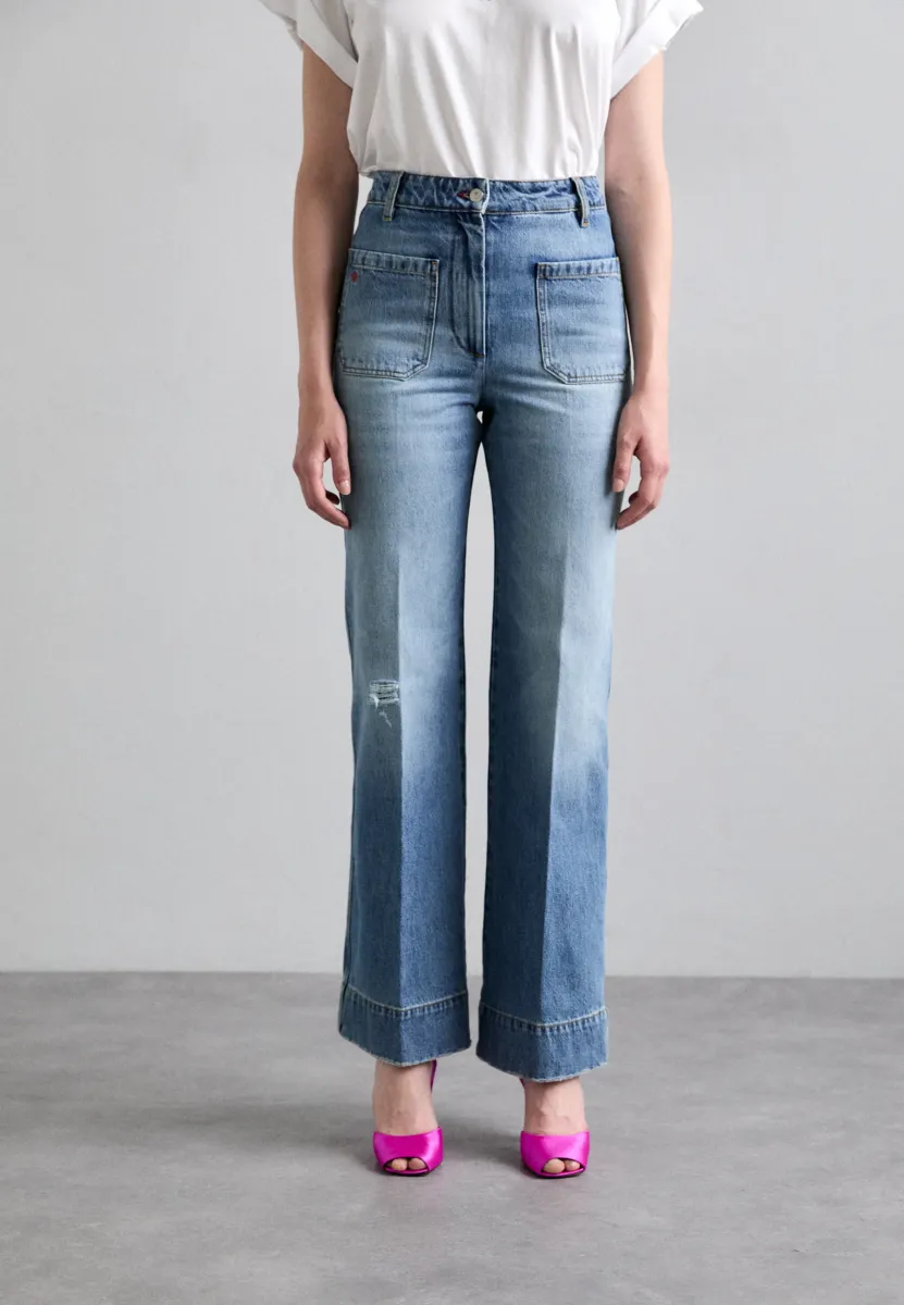 ALINA  - Wide Leg - worn blue wash