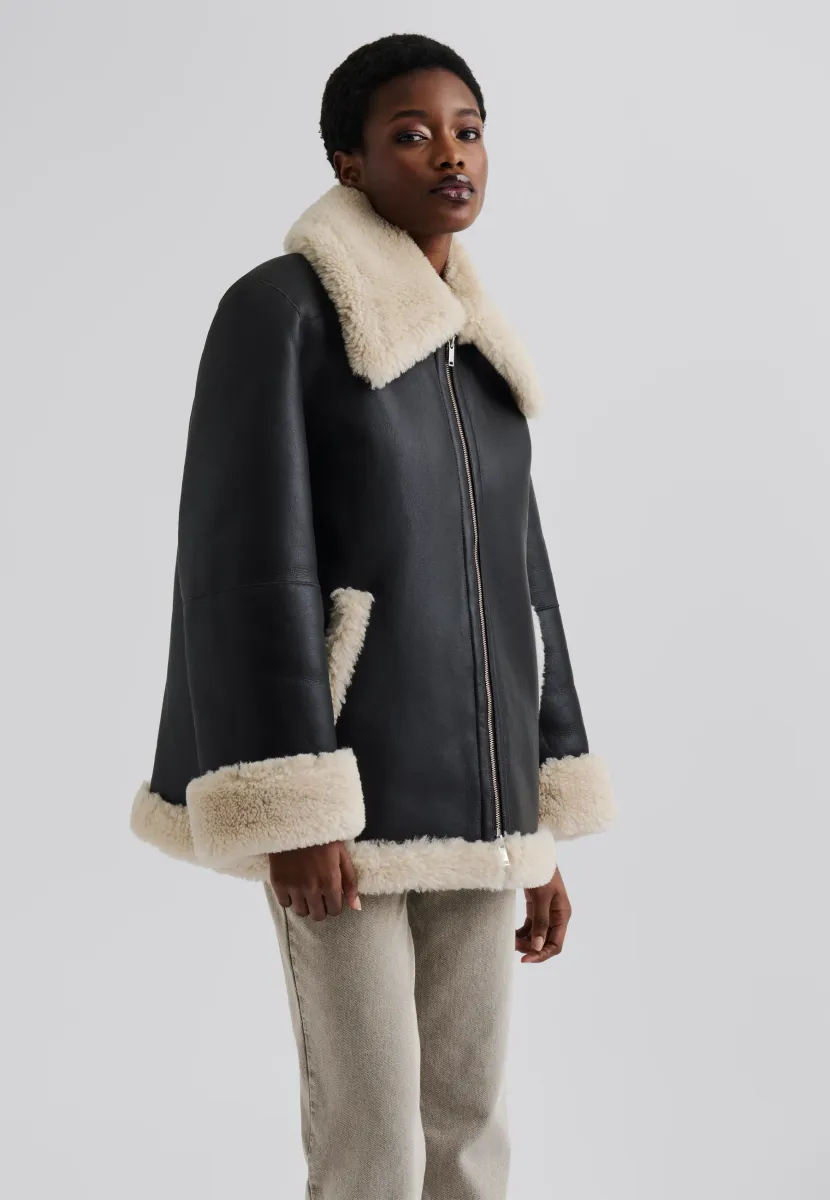 ALISSON OVERSIZED JACKET - Lederjacke - chocolate