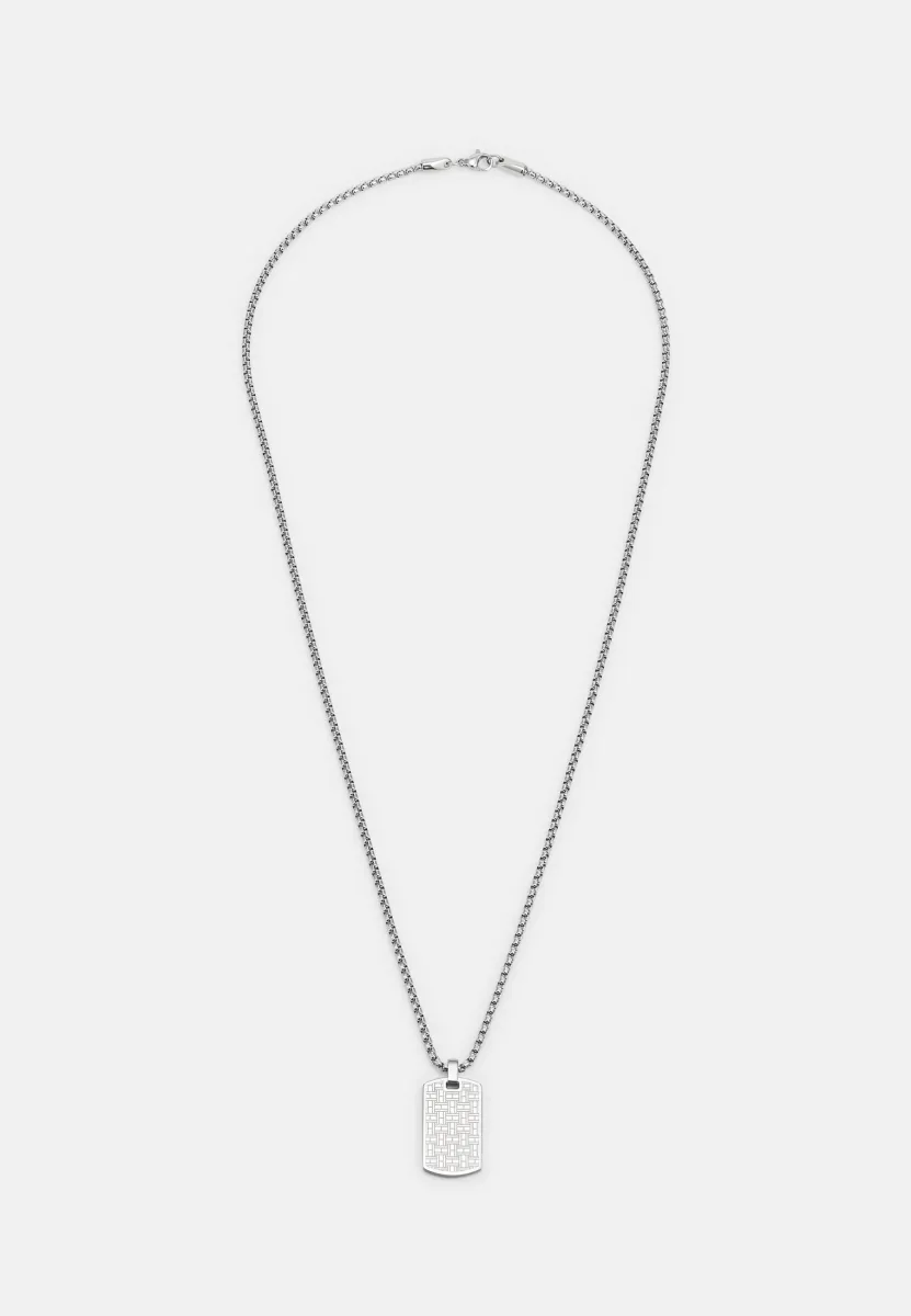 ALL OVER FLAG TEXTURE NECKLACE - Halskette - silver-coloured