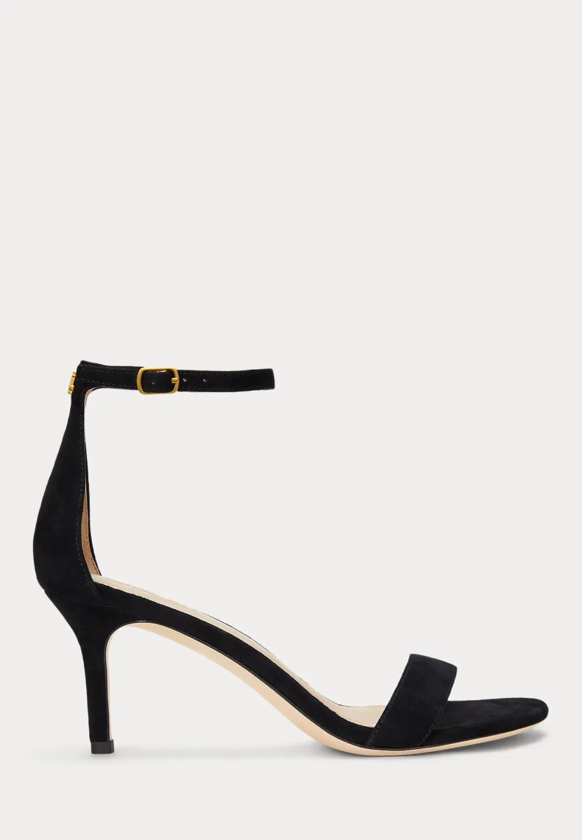 ALLIE MID HEEL SUEDE SANDAL - Riemensandalette - black
