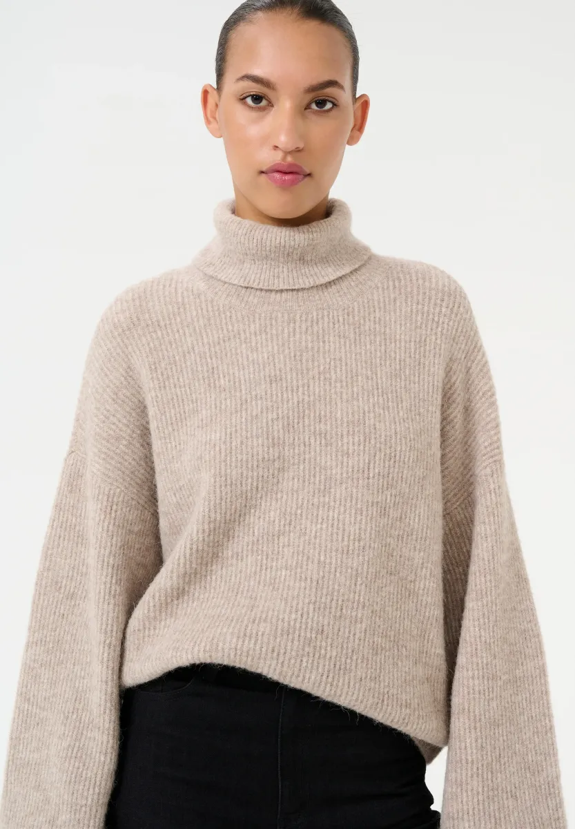ALPHA LS ROLLNECK - Strickpullover - toast mélange