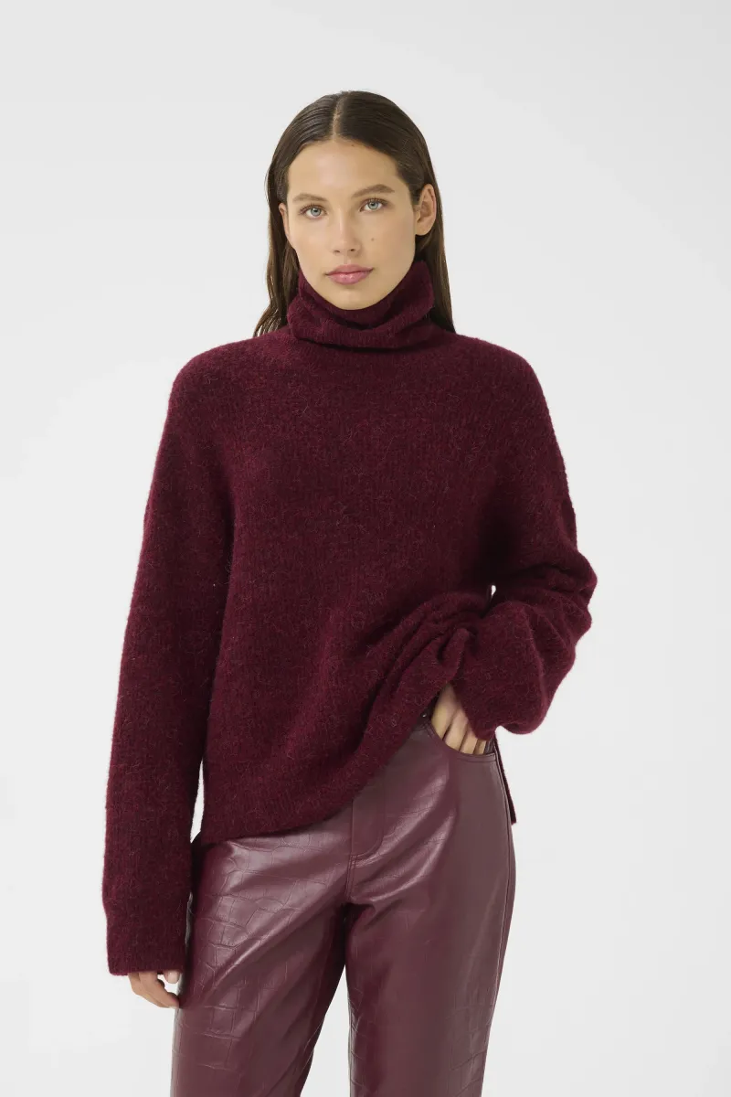 ALPHA ROLLNECK - Strickpullover - blood red mélange