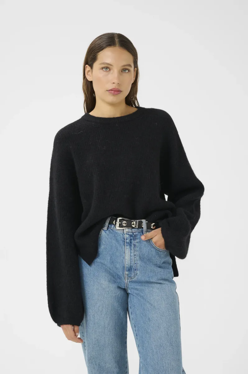 ALPHA - Strickpullover - black