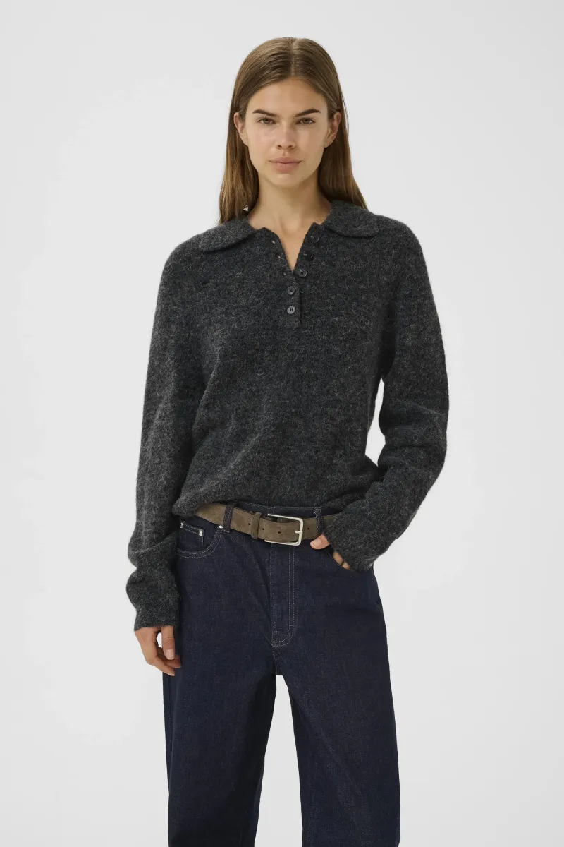 ALPHA - Strickpullover - charcoal melange